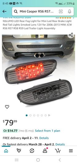 Mini Cooper S Parts LED Rear Fog Light for Mini Led Rear Brake Light Red Tail Lights Smoked Lens 12V for 2006-2013 MINI JCW R56 R57 R58 R59 Led Traile