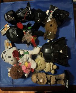 star wars collectibles, Chewbacca, Dark Vader, Stuffies, Key Chain, Cards,