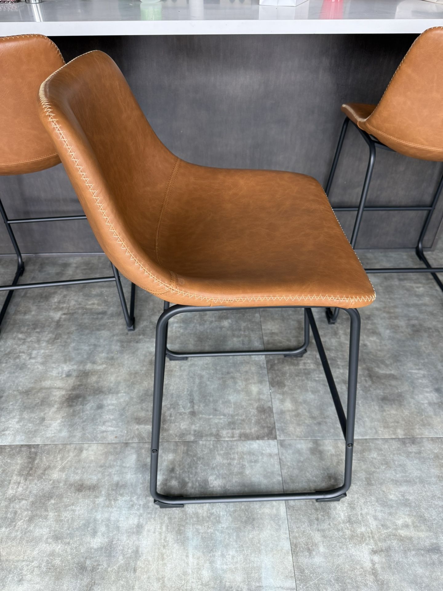 Faux Leather Tan Counter Stools