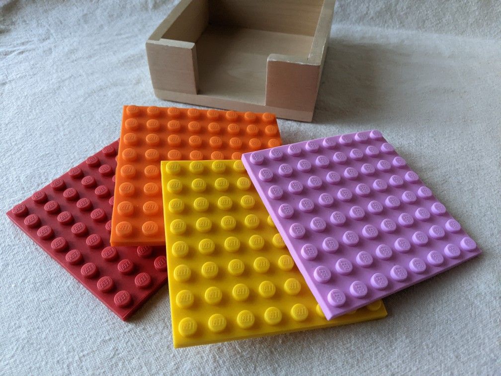 Lego x Target 4pk Coaster Set with Wood Base