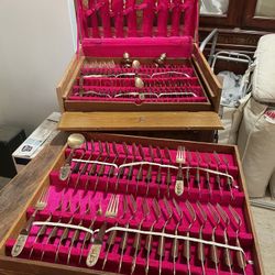Vintage Thai Siam; Rosewood & Copper Flatware Set