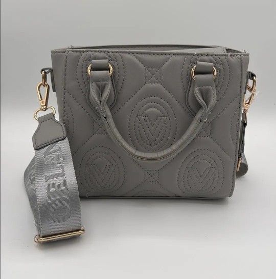 Valentino Orlandi Gray Vegan Leather Handbag