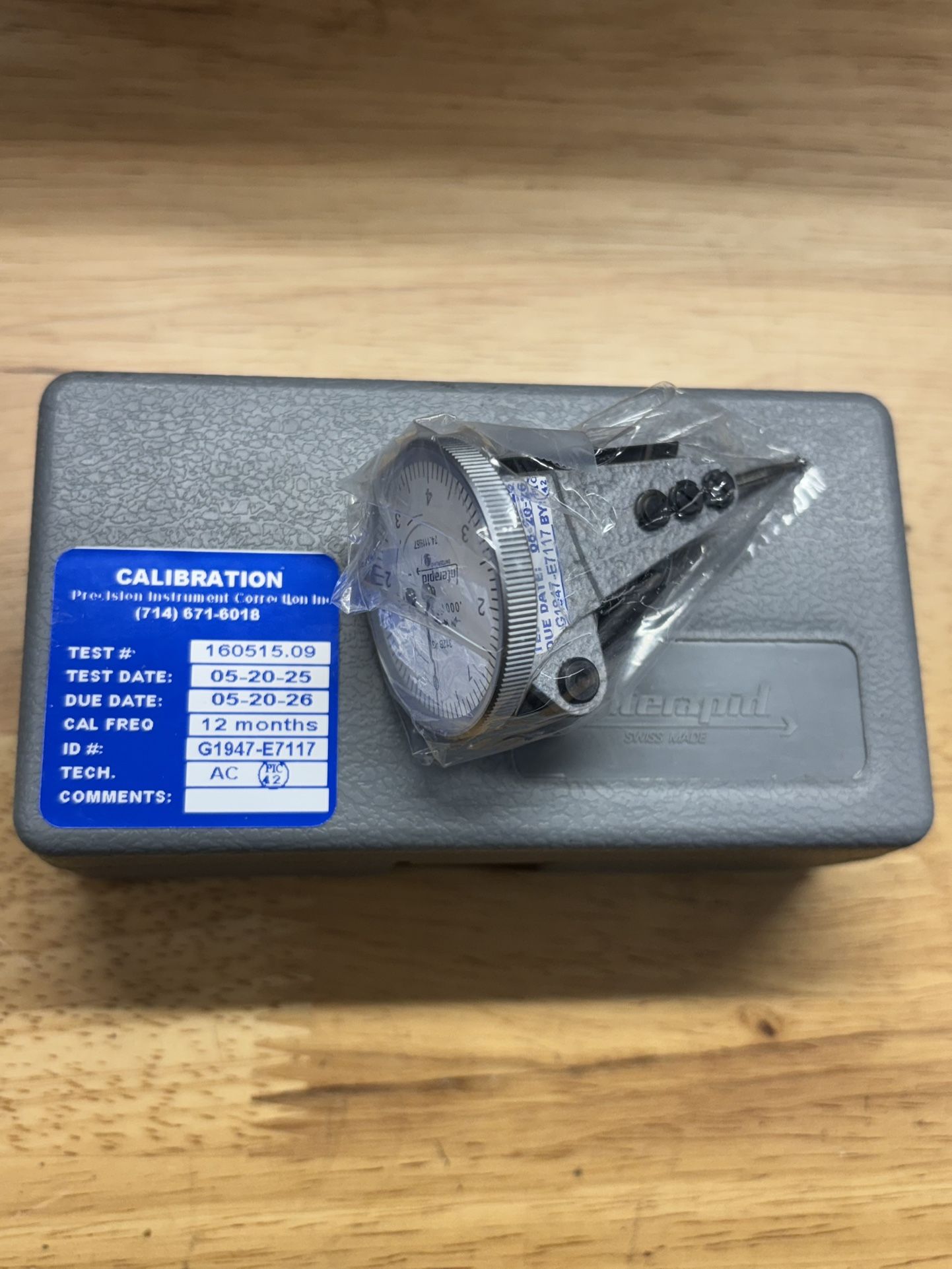 Interapid Post Interapid Vertical .0001” Dial Test Indicator (312B-3v) Calibration ...