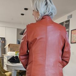 Brick Red Leather Jacket 