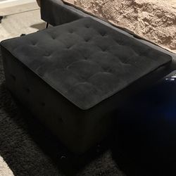 Black Velvet square Ottoman