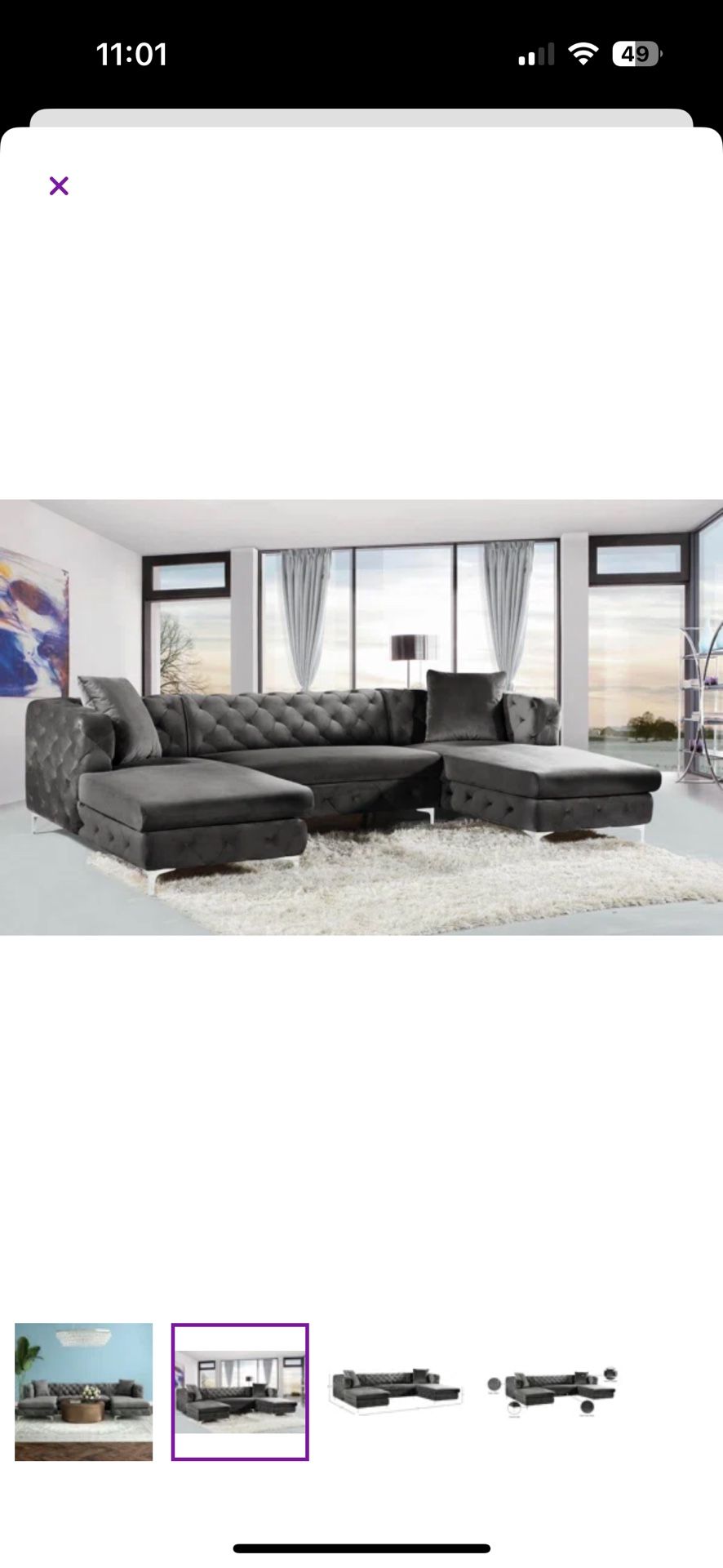 Tufted 3 piece Couch For Sale orig $3k