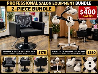 Professional Salon Styling Chair + 4-Head Processing Lamp – 2-Piece Bundle