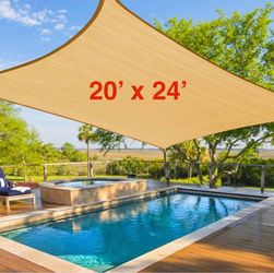 20 x 24 Sun Shade Rectangular Sun Sail Sun Screen- Beige 20x24