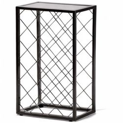 Floor Black Wine Rack Display Metal With Top Shelf