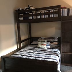 Twin Over Full Bunk Bed with Built-in Staircase + Memory Foam Mattresses