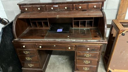 Antique Roll Top Secretary Desk 