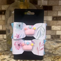 Blue flower crown hair clip