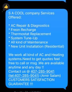 S A COOL AIR CONDITIONING AND HEATING SERVICE