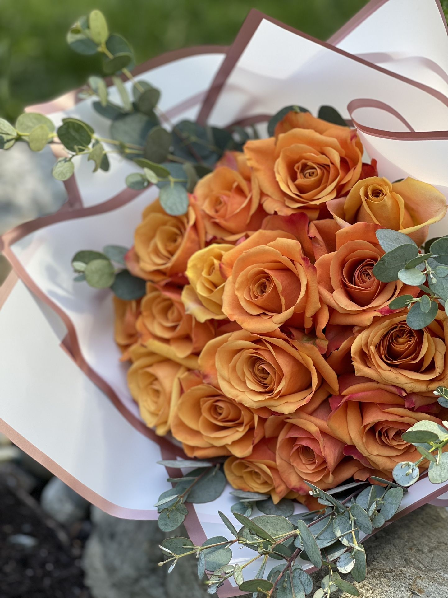 Roses With Eucalyptus Bouquet