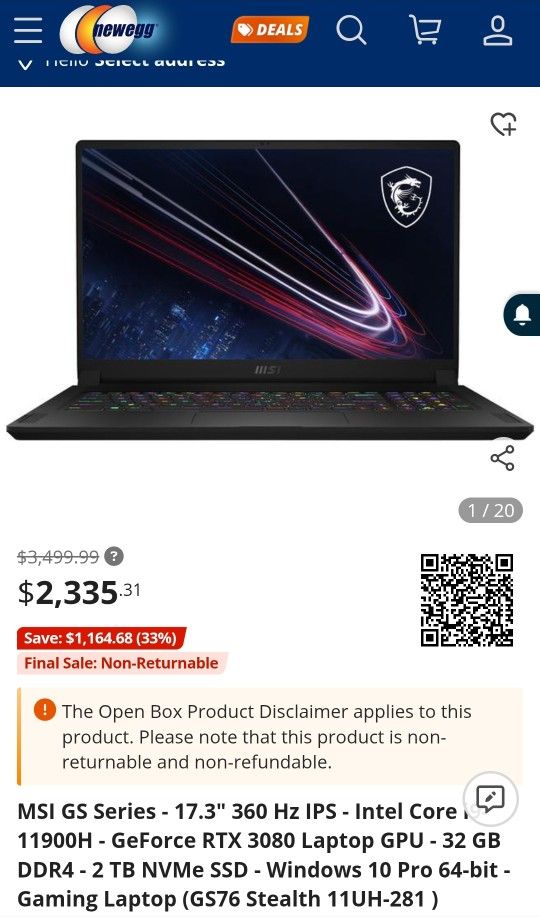 MSI GS76 Stealth Gaming Laptop
