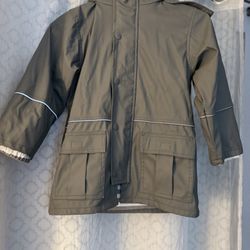 Grey and White Rain Jacket 4T