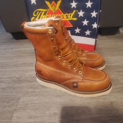 THOROGOOD MENS MOC TOE 8.5 NOT STEEL TOE  TOBACCO COLOR BOOTS NOT RED WING  CARHARTT  CAROLINA CONSTRUCTION WORK BOOT HARLEY DAVIDSON BIKER STYLE  