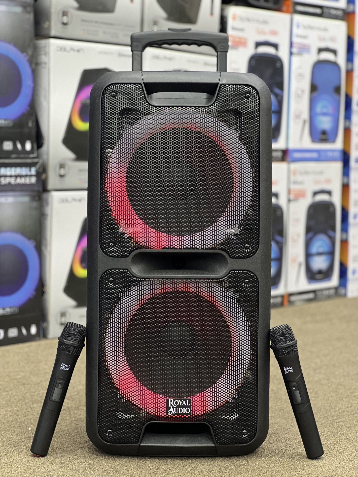 Rechargeable 2x10” Speaker w/ 2 Wireless