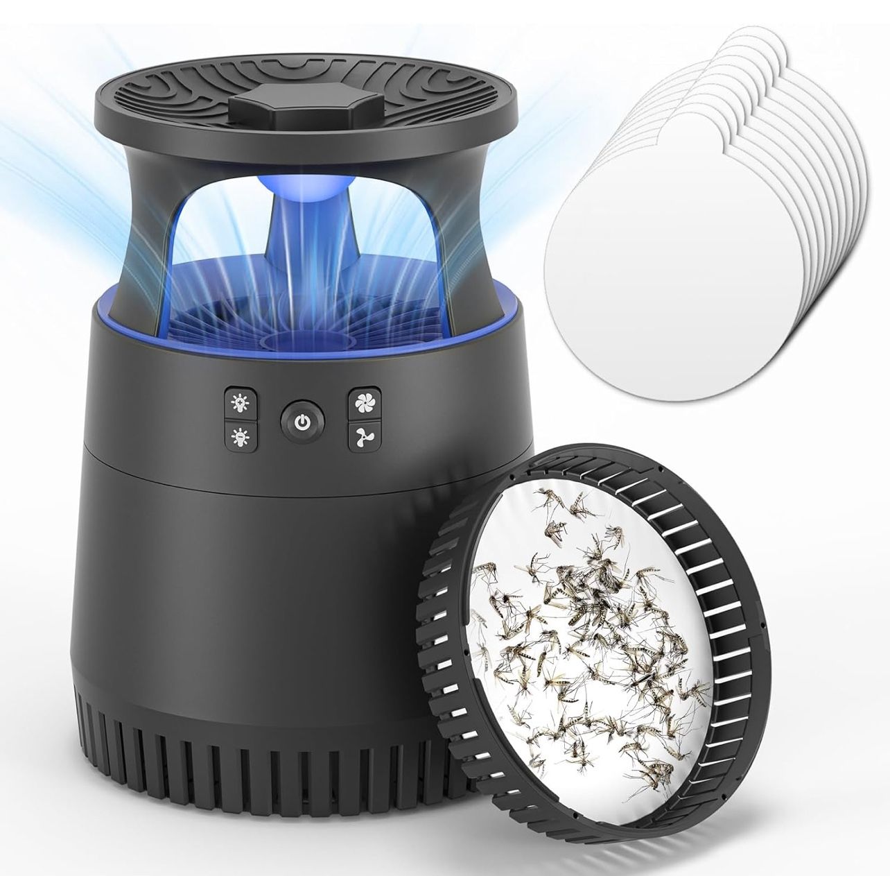 2025 Upgraded Fly Trap Indoor for House, Light Insect Trap with Detachable Base & 10 Sticky Glue Boards, Kills Fruit Flies, Mosquitoes, Gnats in Kitch