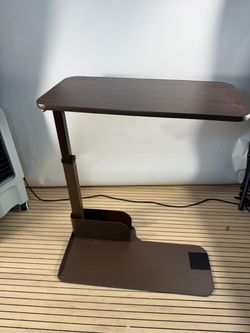 Drive Right Side Seat Lift Chair Overbed Table, Walnut