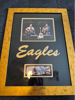 Eagles Don Henley & Glenn Frey Dual Signed Framed Display w/ COA