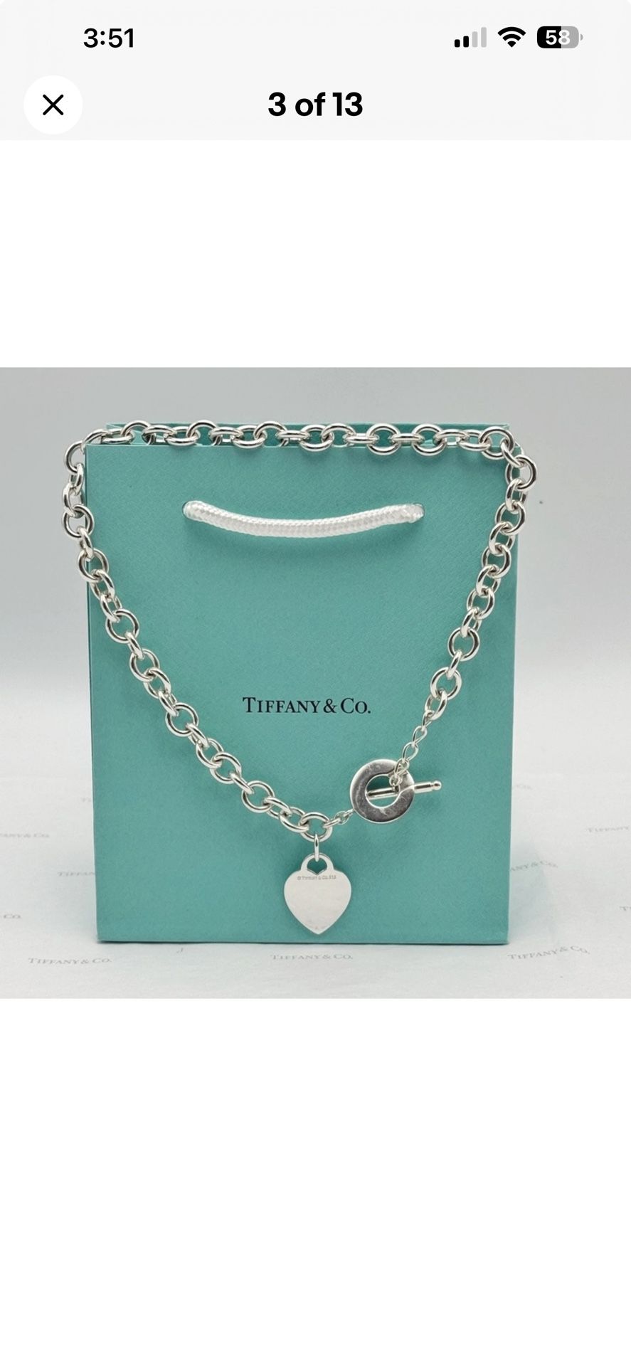 Tiffany & Co Sterling Silver Heart Tag Toggle Necklace