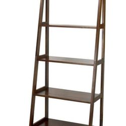 SAVE MORE!!! 72 in. Warm Brown Wood 5-shelf Ladder Bookcase, NEW