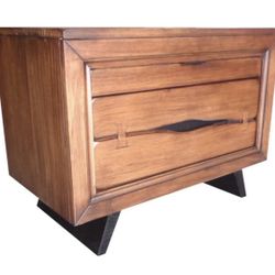 Set of 2 Mid-Century Modern Nightstands – Wood with Drawer Organizer