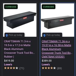 Craftsman 71.3 Inch By 19.5 In X 17.2 Inch Matte Black Aluminum Truck Tool Box