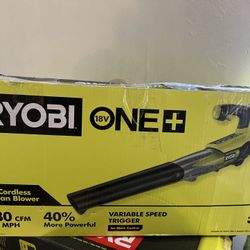 RYOBI ONE+ 18V 100 MPH 280 CFM Cordless Battery Variable-Speed Jet Fan Leaf Blower with Battery and Charger