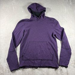 John Varvatos Men’s S Purple Long Sleeve Knit Hoodie Sweater Elbow Patches #1104