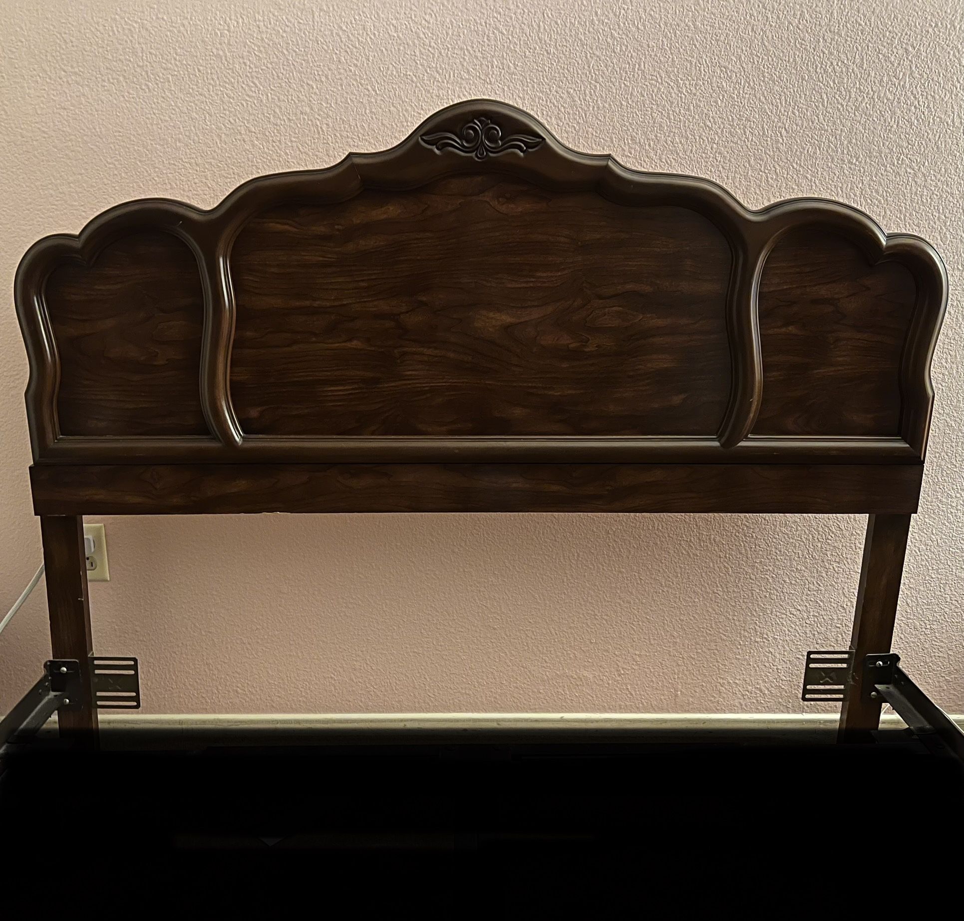 Queen Wood Headboard Bed French Provincial Vintage Style