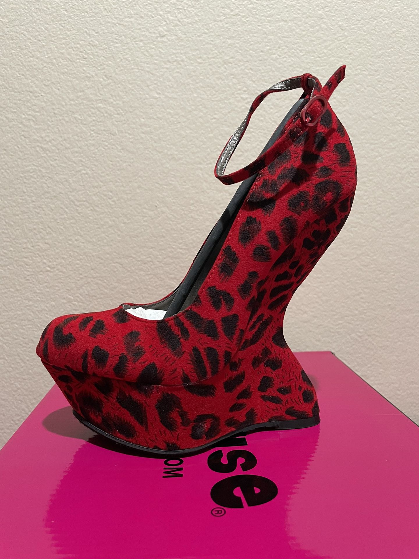 Womens Dollhouse Red Cheetah High Heel Size 5.5, 6, 6.5, 7, 7.5, 8, 8.5, And 9