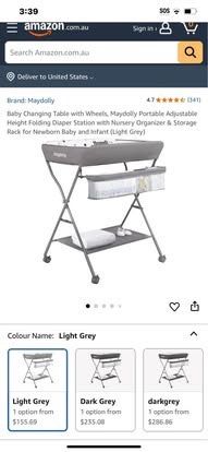 Maydolly Portable Adjustable changing table with wheels