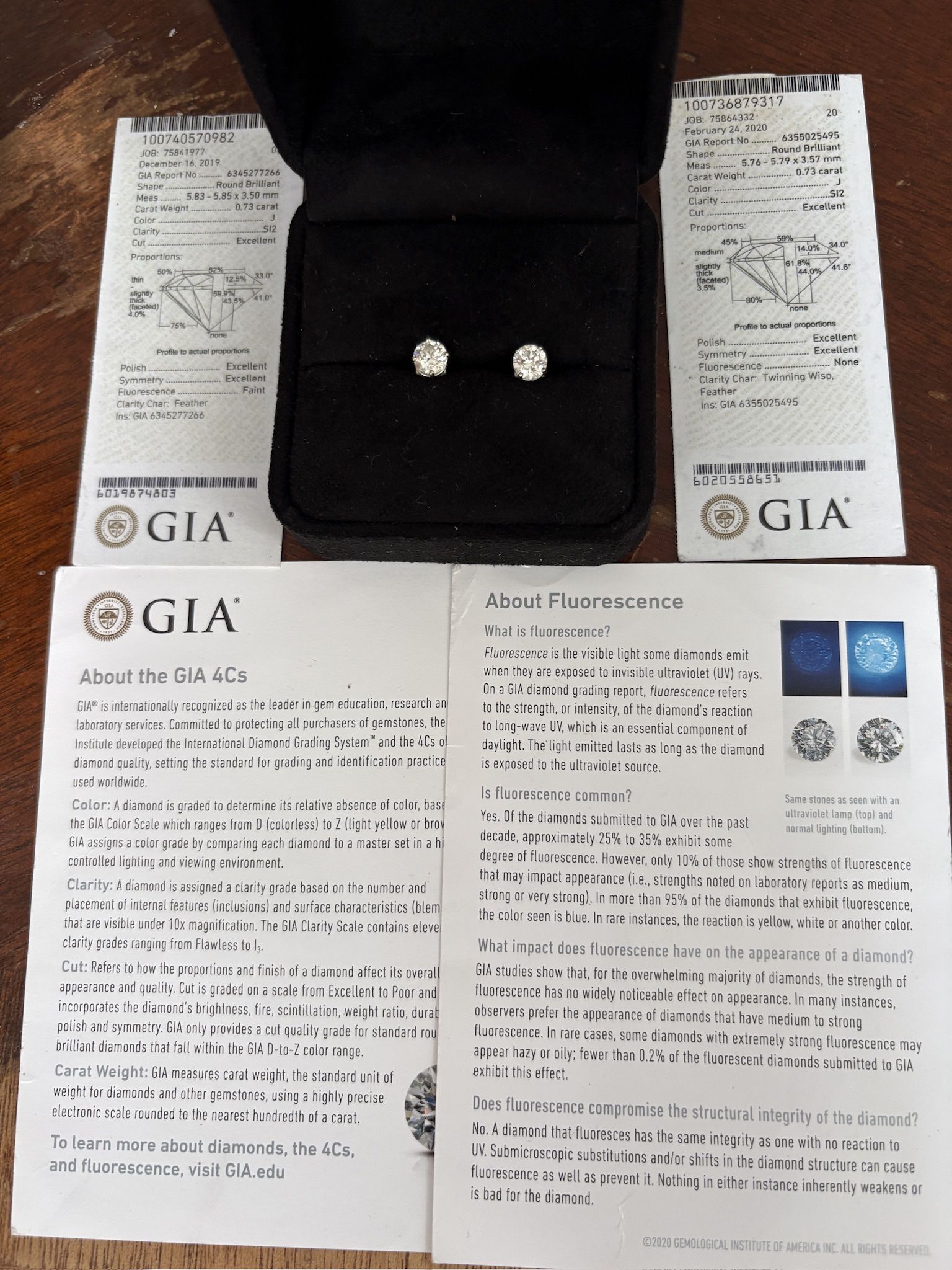 GIA Certified 14kt White Gold And Diamond Studs