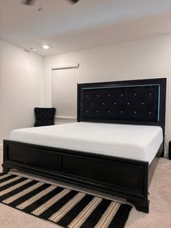Black Headboard + 5 Drawer Chest/Dresser