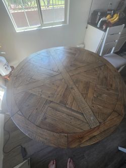 Round Rustic Wood Dining Table