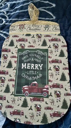 Hanging Mason jar Christmas Sign  13”x 8.5”