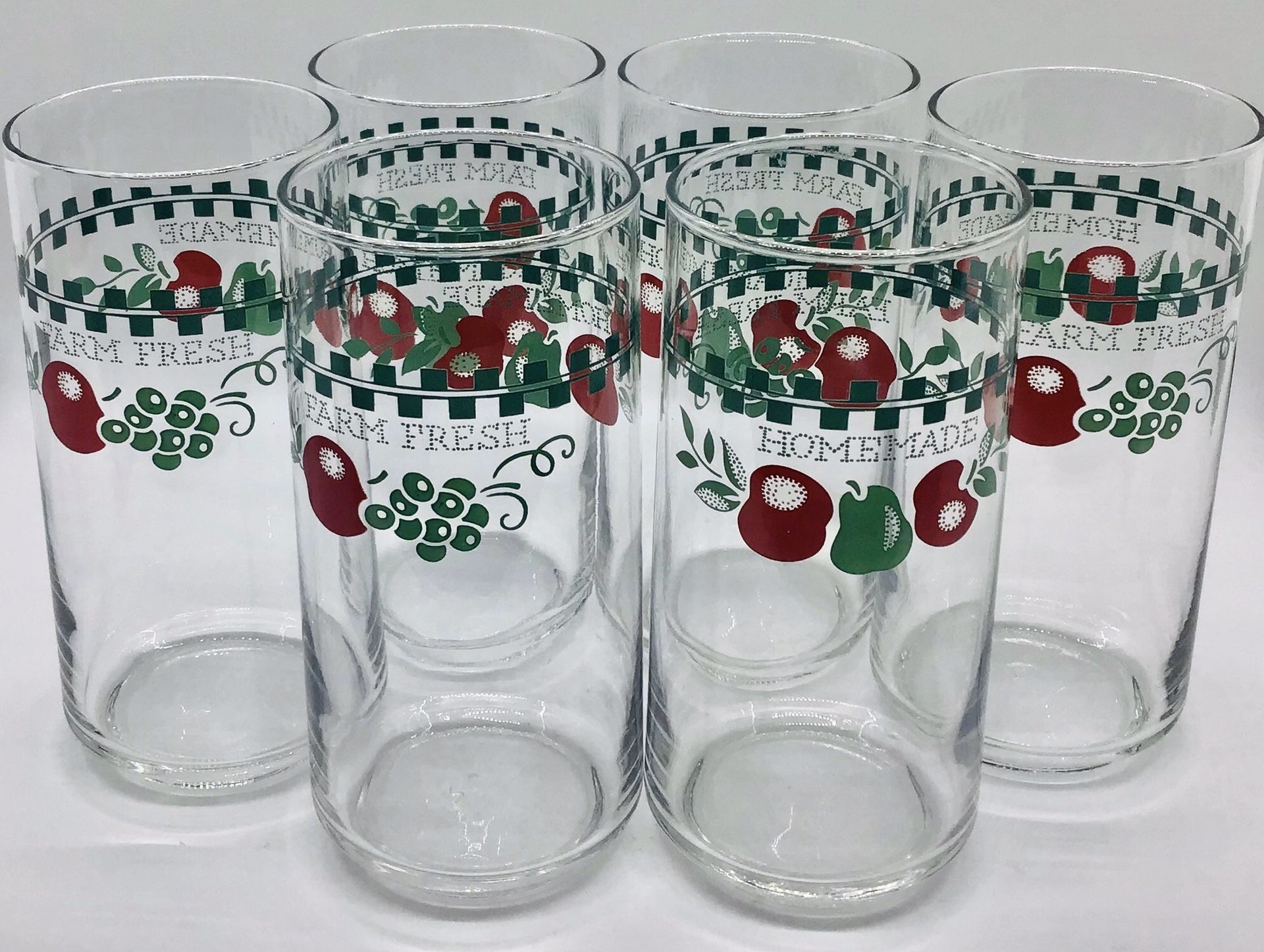 Corelle Libby FARM FRESH Glassware Tumblers Drinking Glasses Vintage Collectable