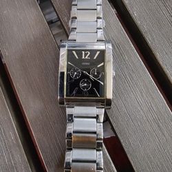 GUESS Men's 36 mm Vintage Stainless Steel Watch. (Needs Battery)