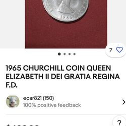 1965 elizabeth ii dei gratia regina f.d. churchill coin