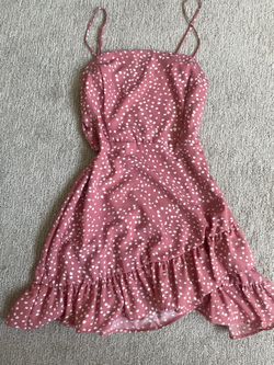 Beautiful Pink Dress W/ White Pokadots 