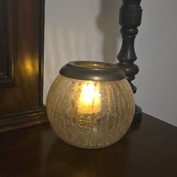 Crackle Glass Hurricane Candle Holder