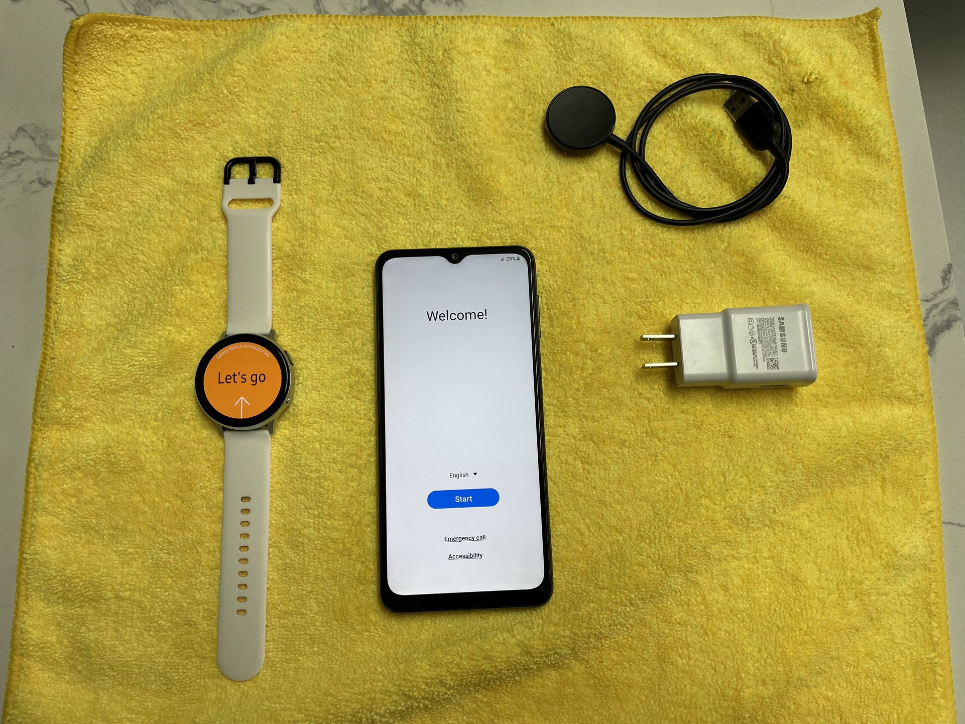 Samsung Galaxy A32 Phone and Samsung Active Smart Watch
