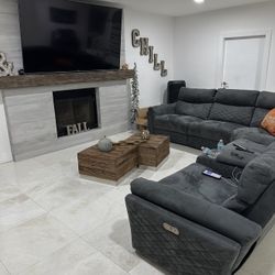 Sectional With 3  Recliners