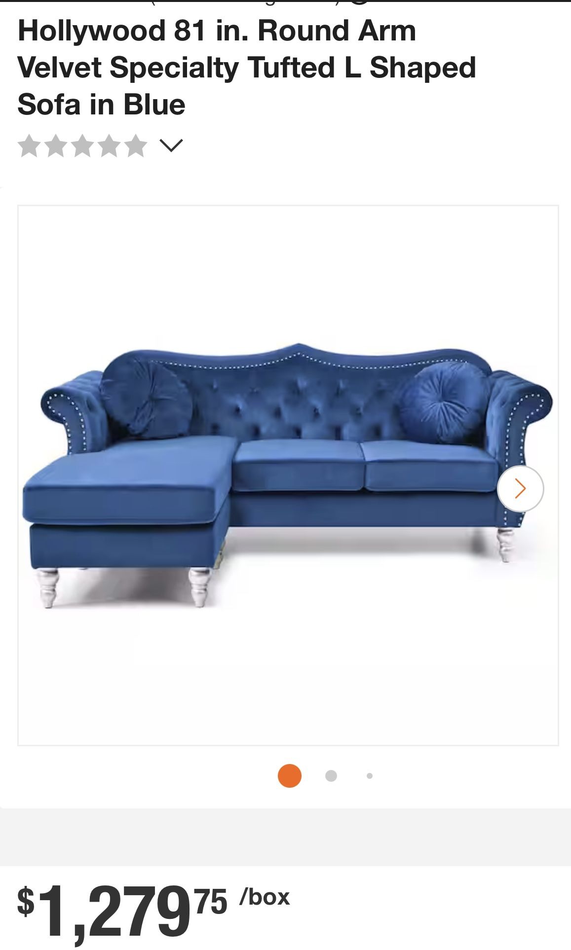 Tufted L Shaped Sofa Blue