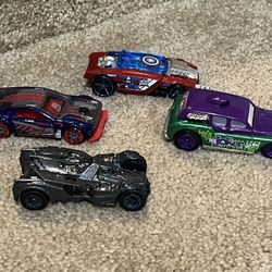 Hot Wheels Die cast Cars Joker Batmobile Captain America Power 24 GT lot of 4