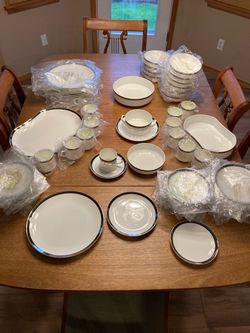 NEW 77 piece Mikasa Bone China dinnerware piece in the "Solitude" pattern (A5-166)