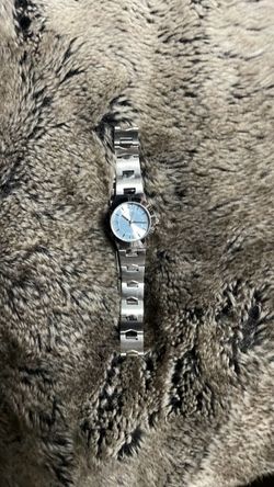 Silver Stainless Steel Watch Light Blue Dial