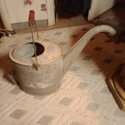 Large Vintage Galvanized Metal Watering Can Long Curved Spout Old Timer No Leaks.